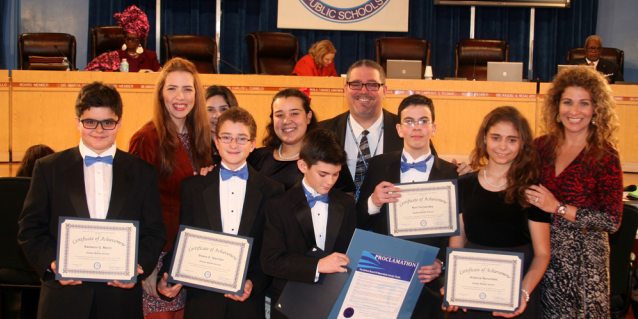 Glades Jazz Band receiving proclamation