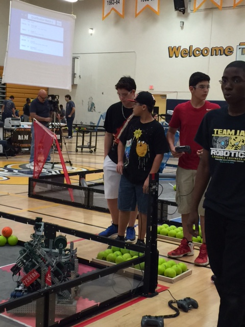 Students at the robotics competition