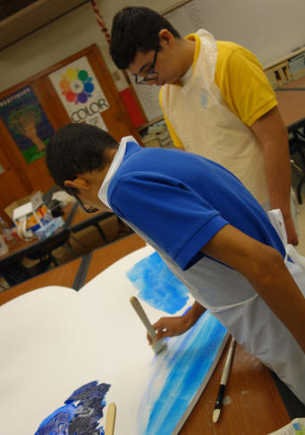students working creating art